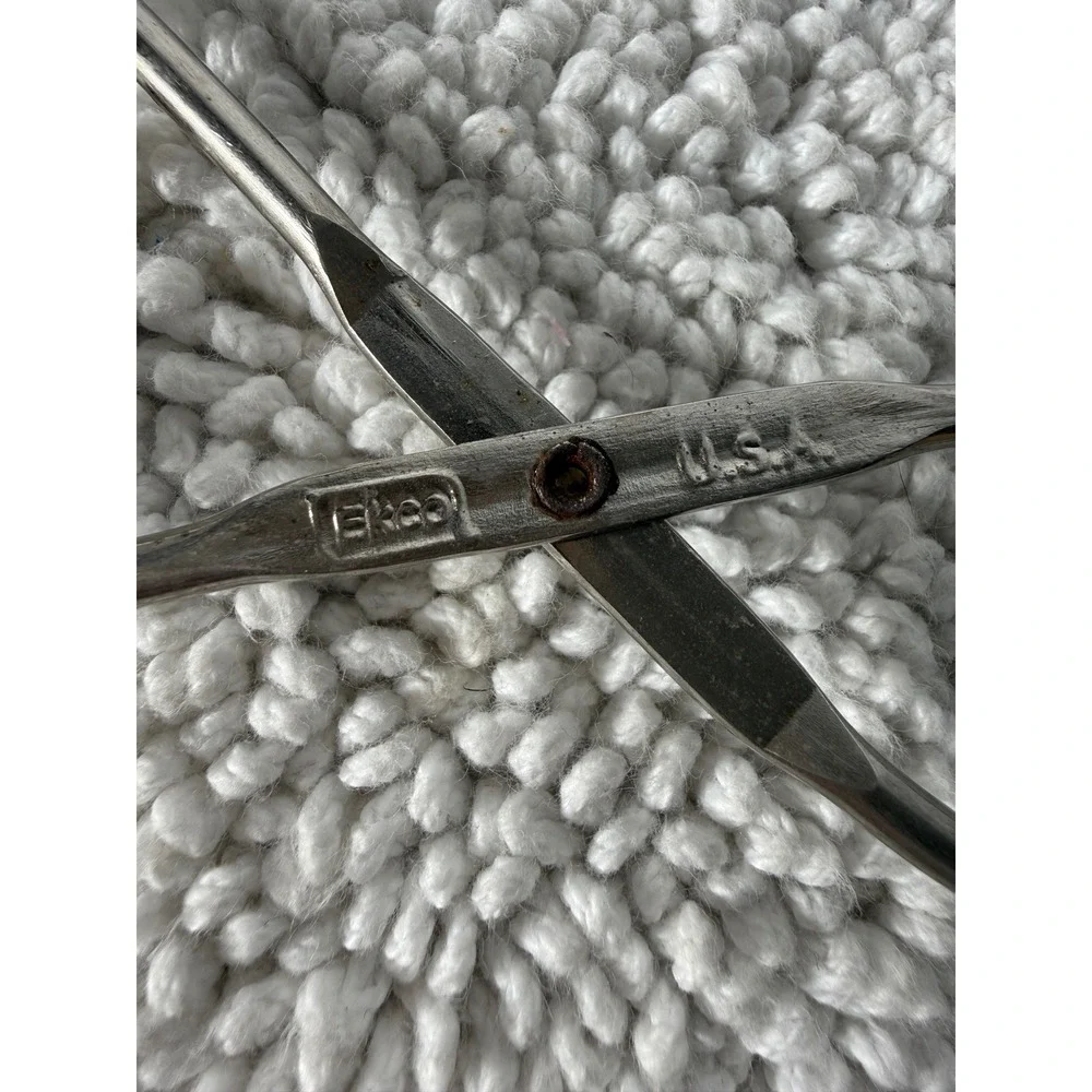 Vintage Ekco‎ USA Metal Kitchen Tongs Scissor Style Silver Tone 8.25 Inch